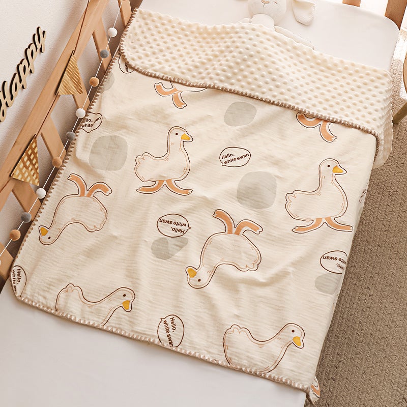 Baby Beanie Blanket Four Seasons Gauze Air Conditioning Quilt Children'S Cotton Wrinkle Baby Blanket Cartoon Pure Cotton Comfort Blanket - Image 1